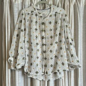 Anthro Brand Embroidered Blouse XL